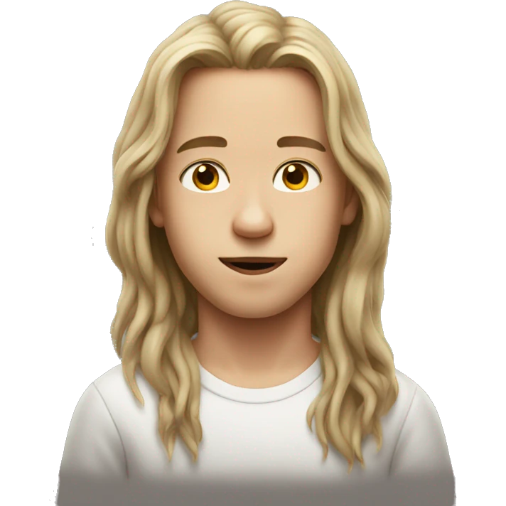 realistic portrait of a boy with long hair emoji