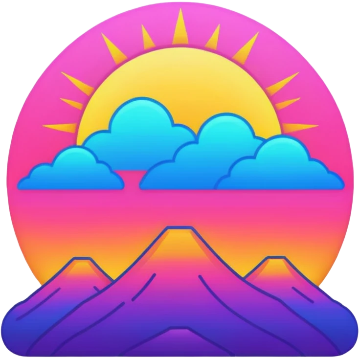 neon sunrise line art emoji