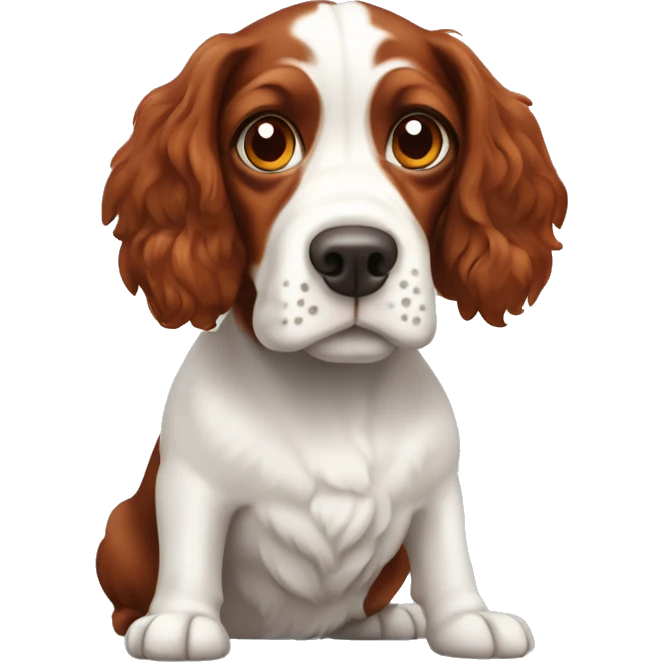 Red and white french britanny spaniel dog emoji