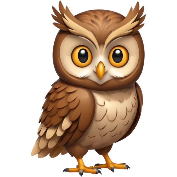 Create a single emoji of an Owl in full body, shown at a slight side angle in a natural, characteristic pose. Cute and stylized like an emoji, but clearly recognizable.
 emoji