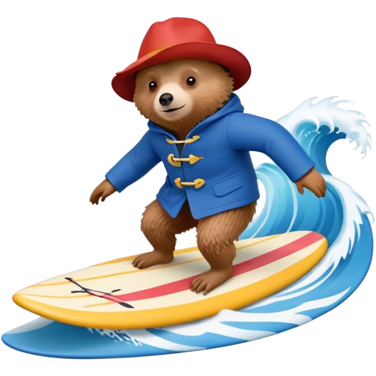 Paddington bear surfing emoji
