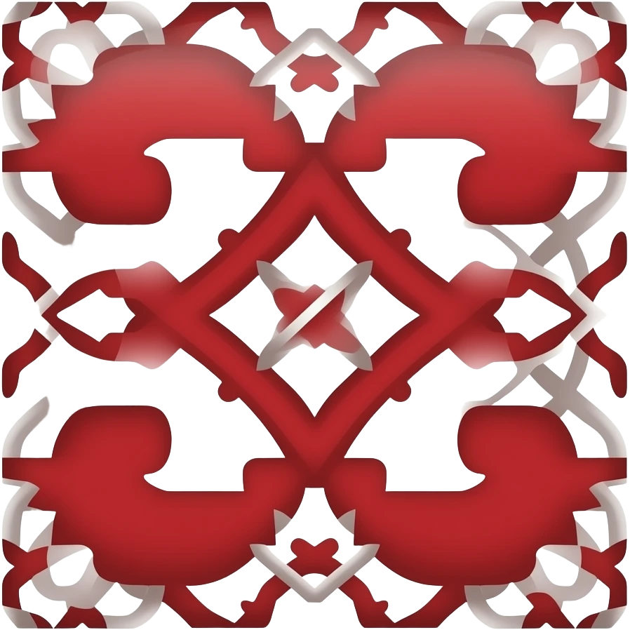 Red Belarusian embroidery pattern on white, simple geometric ornament, emoji icon, flat design emoji