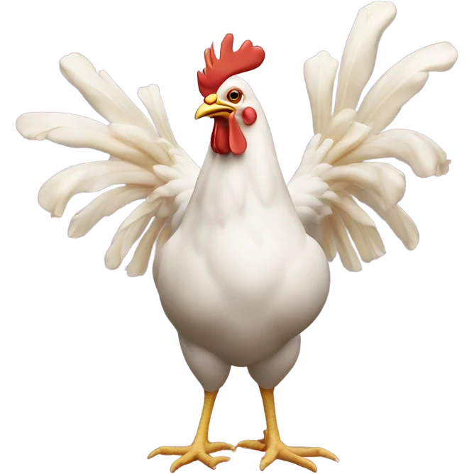 Chicken dancing with garlic emoji