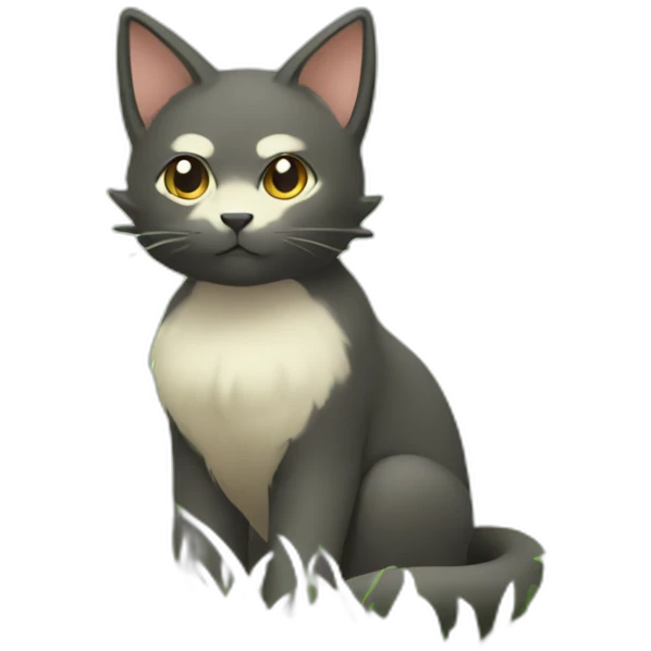 Sitting-bicolor-grass-type-pokemon-cat emoji