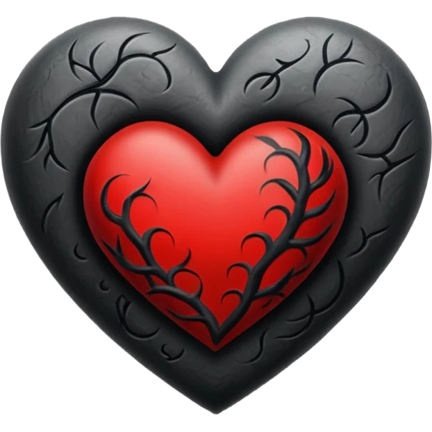 Black and red heart tattoo style emoji