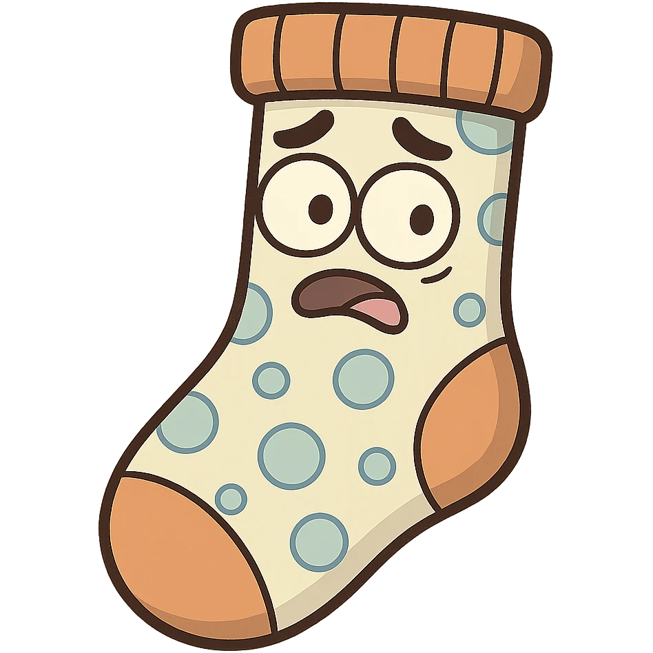 quirky sock with a fun pattern, representing daily miscellaneous items, whimsical cartoon style emoji