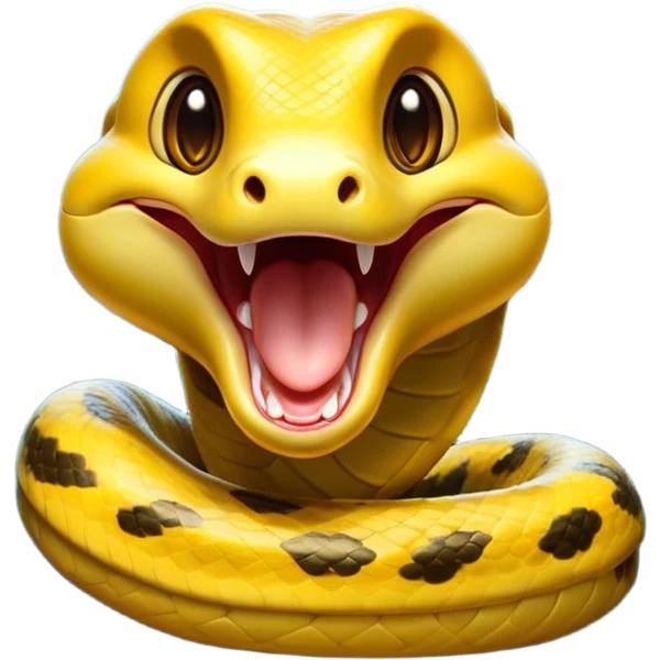 Cinematic Cute Yawning Anaconda Portrait Emoji, Head tilted slightly with a dramatic, wide-open yawn, showcasing a sinuous, scaled form with half-closed, drowsy eyes and an open, relaxed mouth, Simplified yet irresistibly adorable features, highly detailed, glowing with a soft, cozy jungle glow, high shine, relaxed yet expressive, stylized with a dash of whimsical reptilian charm, soft glowing outline, capturing the essence of a drowsy yet affectionate anaconda that appears ready to stretch out for a nap! emoji