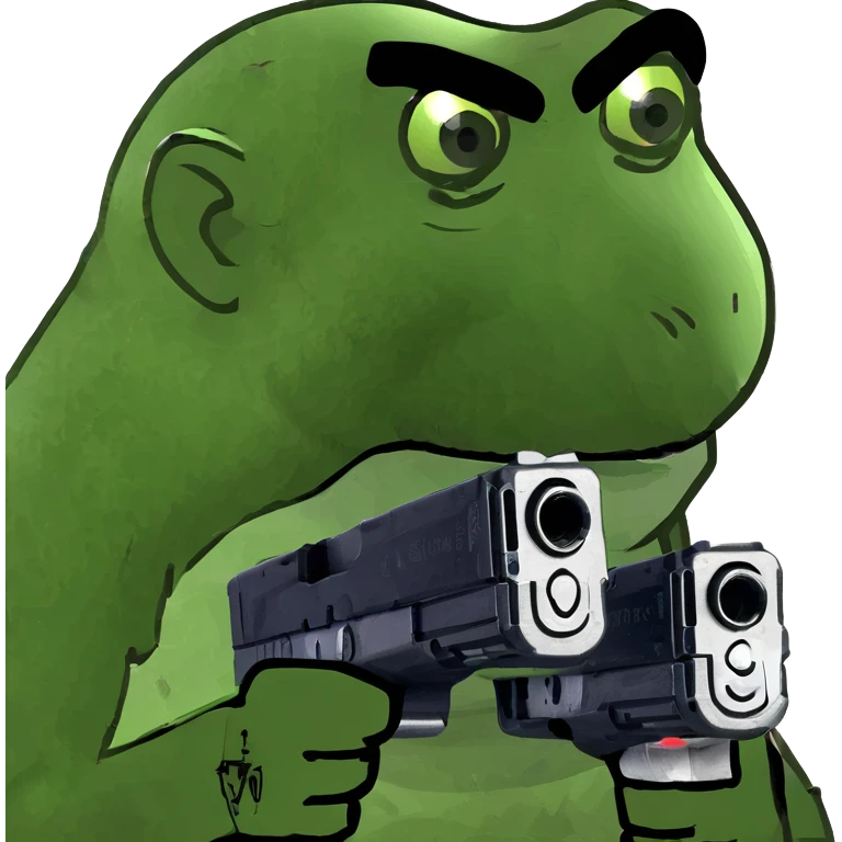 Monkey holding Glock 19x with a laser and drum emoji