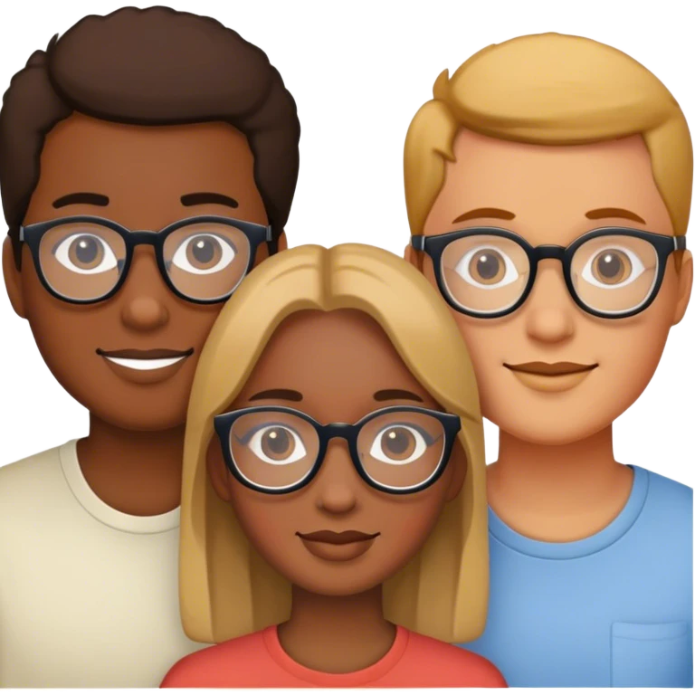 3 friends with glasses emoji