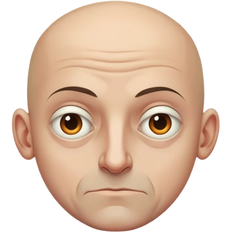 Steven Miller, bald, grim expression, narrow face, bottom lip sticking out, eyelids lower on outer sides emoji