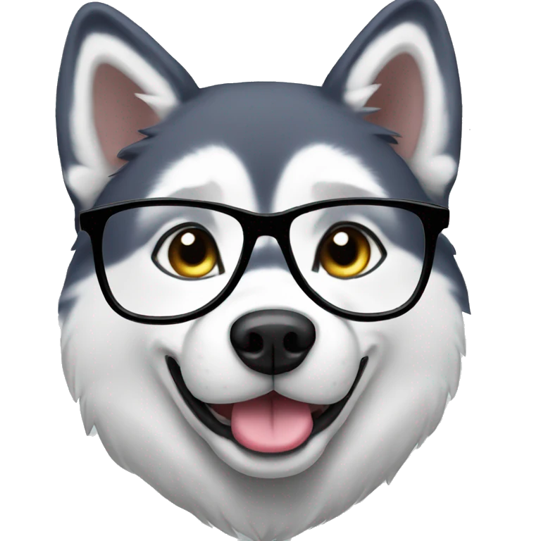 Husky with glasses  emoji