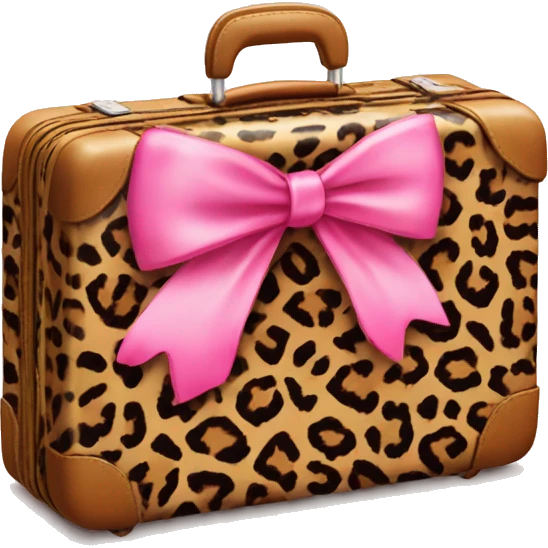 Leopard print suitcase with 2 pink bows emoji