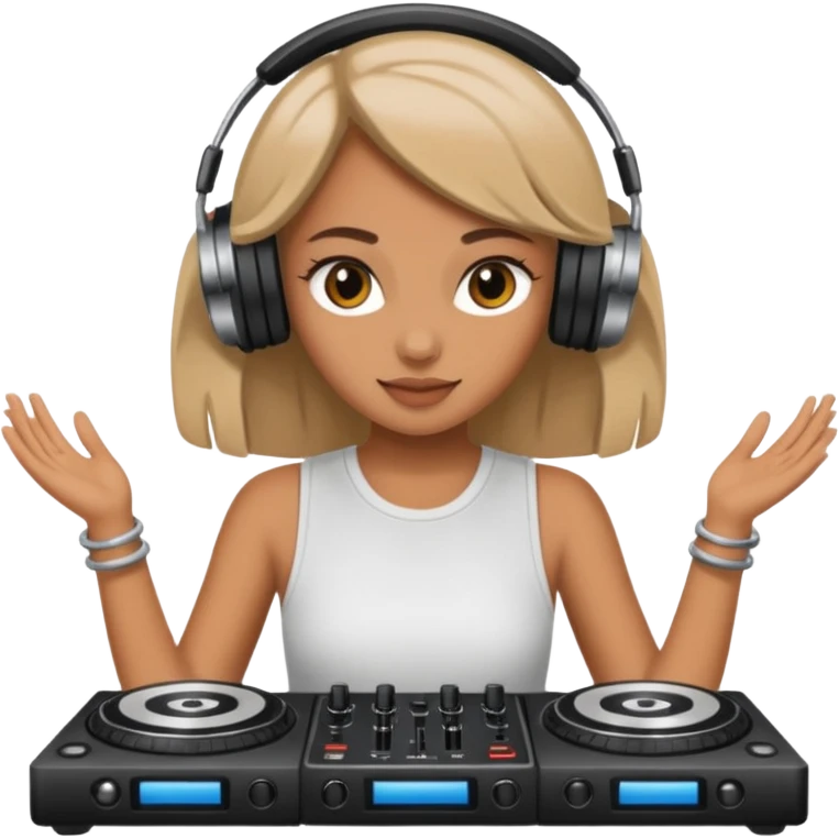 girl playing DJ set emoji