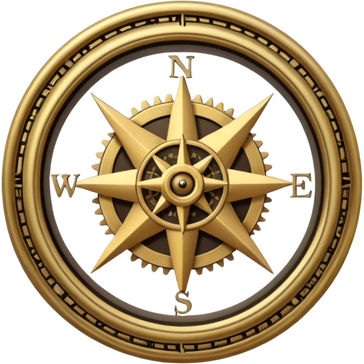 vintage compass with exposed gears emoji