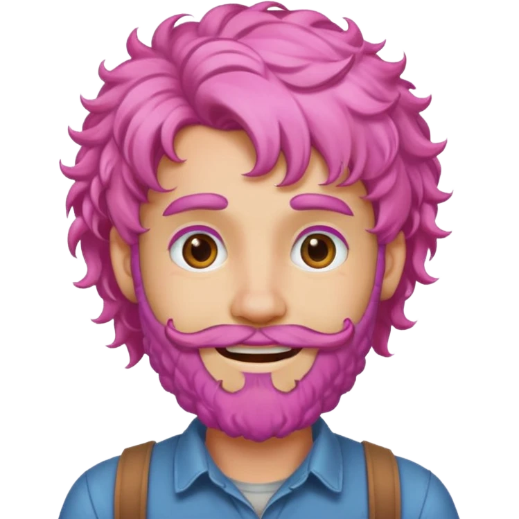pink haired curly bearded man emoji