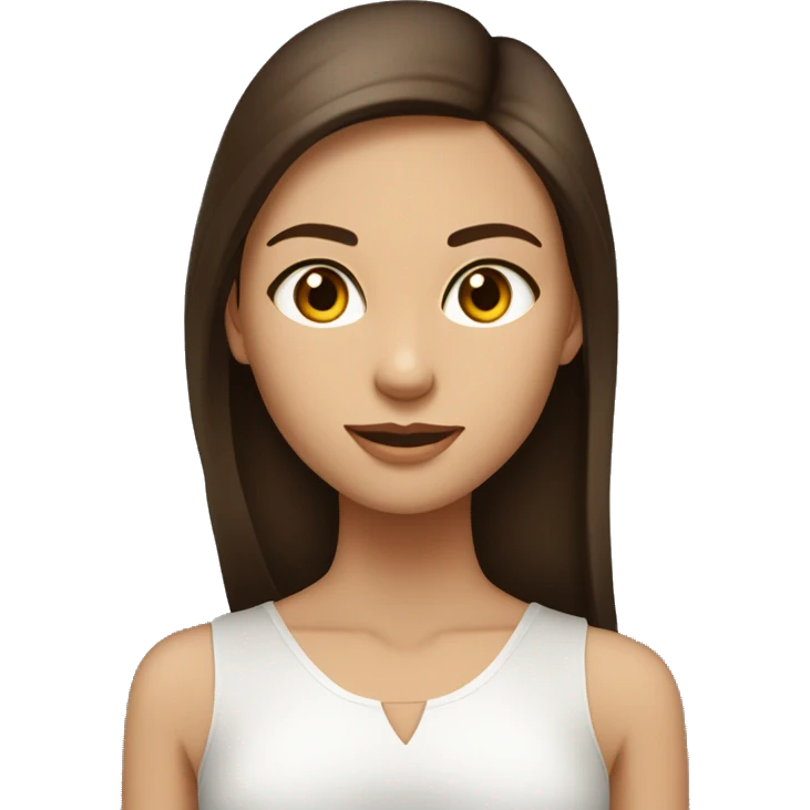 Fille brune cheveux lisse peau blanche yeux marron emoji