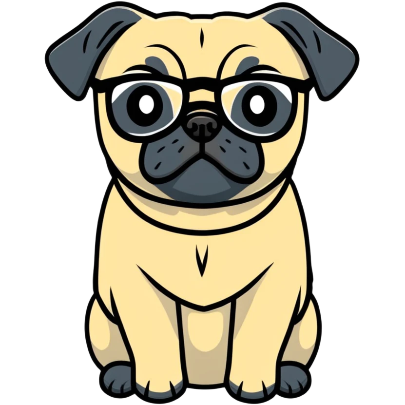 Pug with glasses emoji