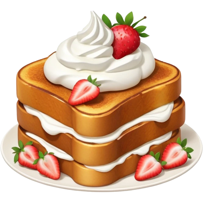 French toast with strawberry on top and whipped cream emoji