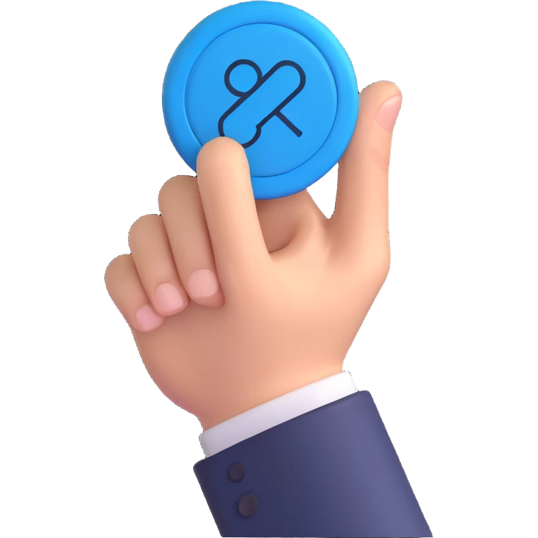 large blue button marked 'PROD' being pressed hard by a finger with exaggerated force and comic-style action lines, 3D emoji style emoji