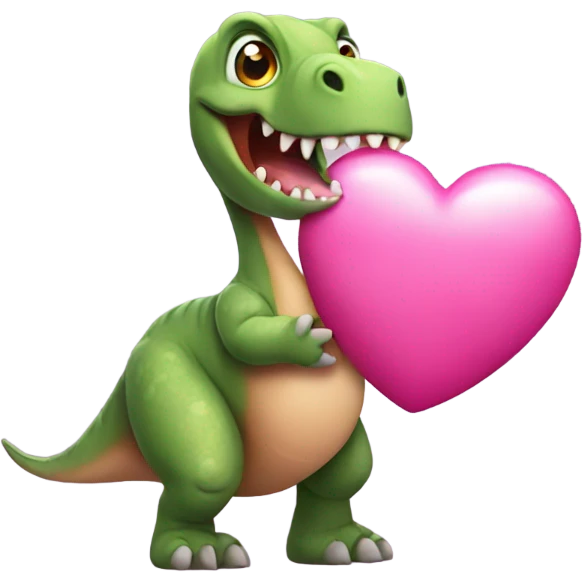 Dinosaur holding a pink heart emoji