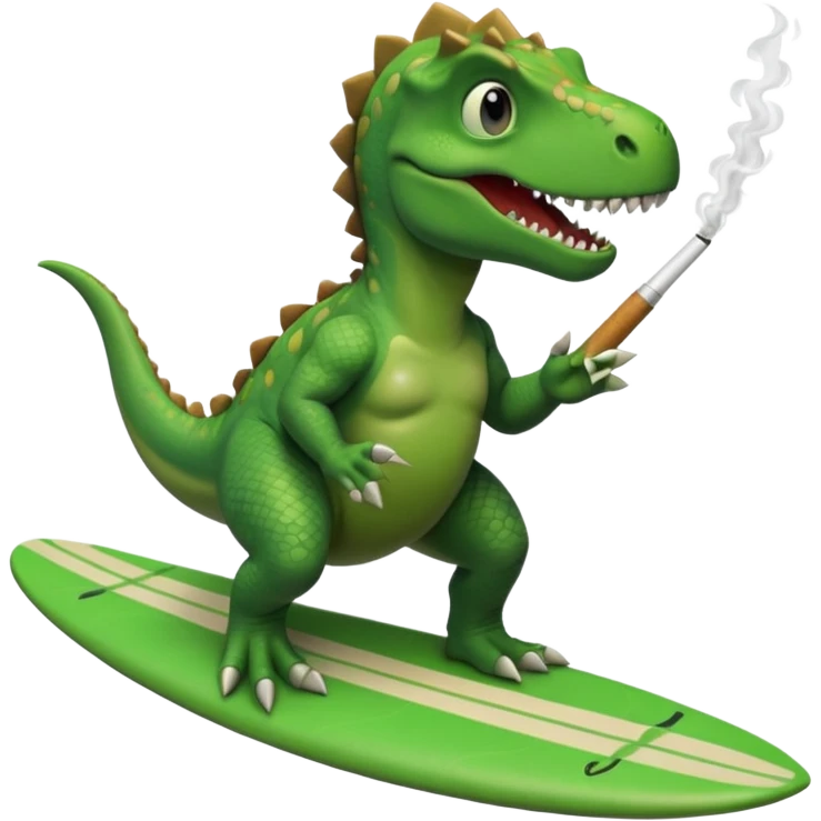 dinosual smokig a bluntwhile surfing emoji