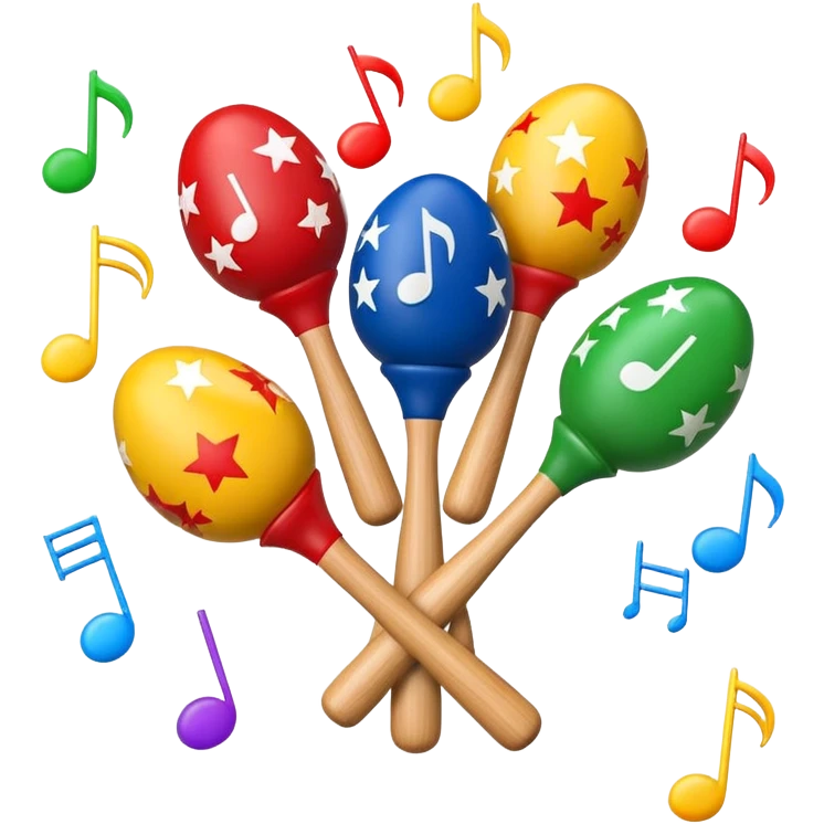 Mini maracas decorated with stars and musical notes.



 emoji