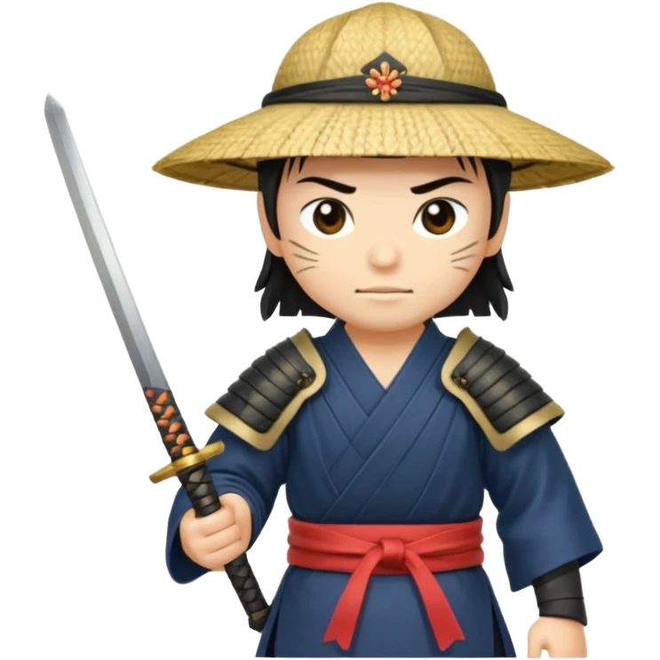 Samurais in Hat, Samurai with straw hat and sword sheath emoji