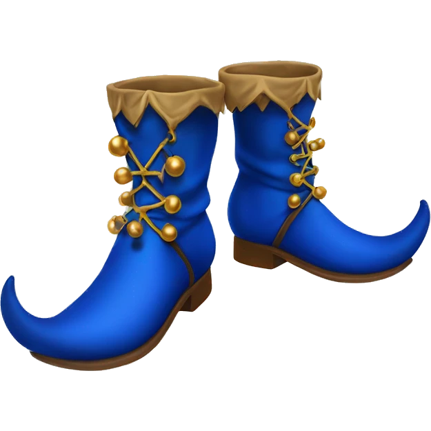 Realistic isolated royal blue elf boots with bells. emoji