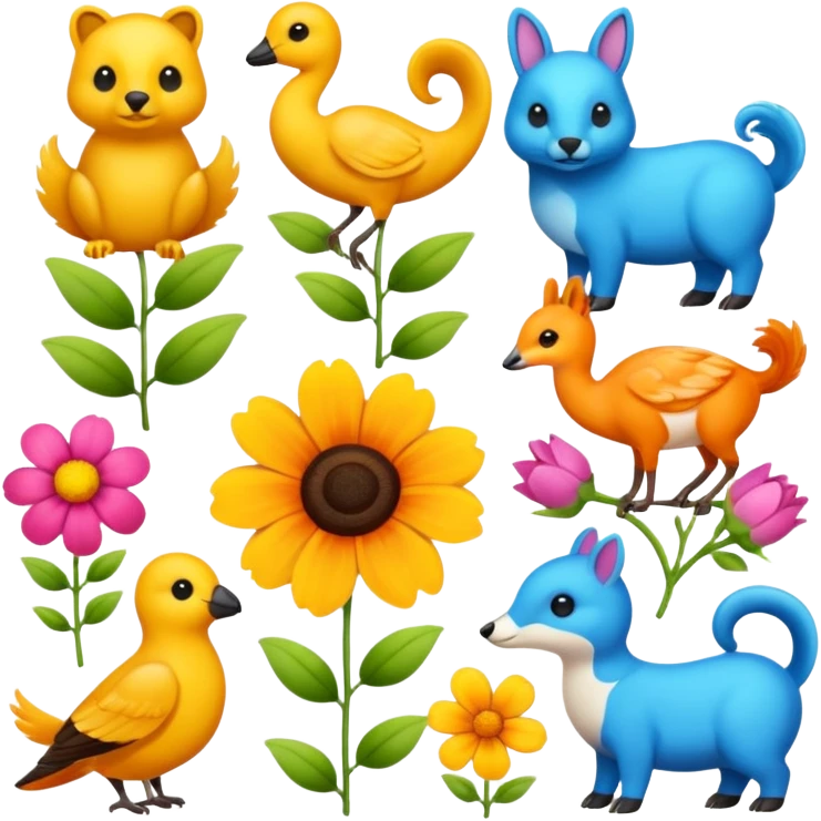 аnimals and flowers emoji