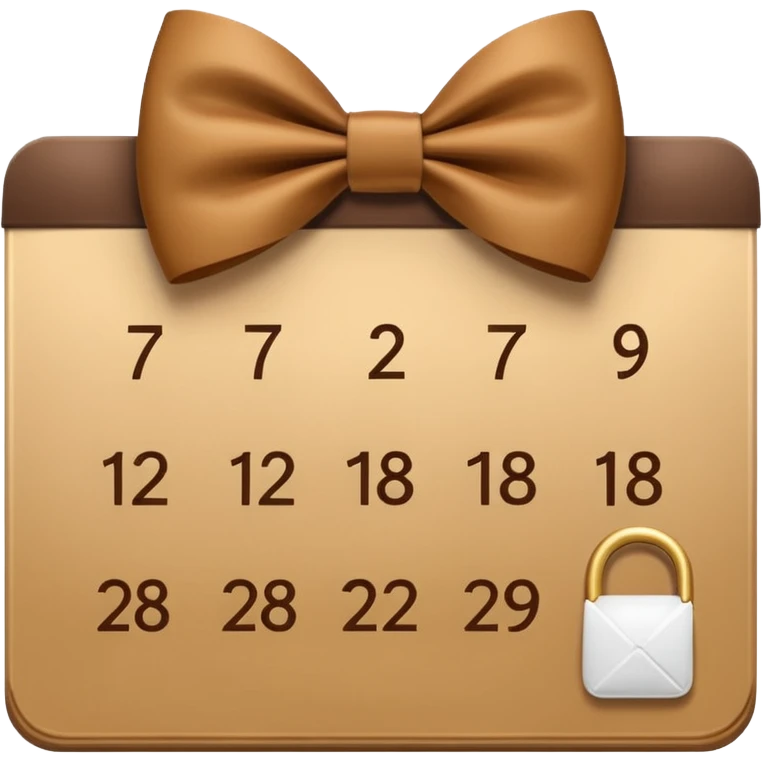 golden brown calendar top brown bow no days emoji