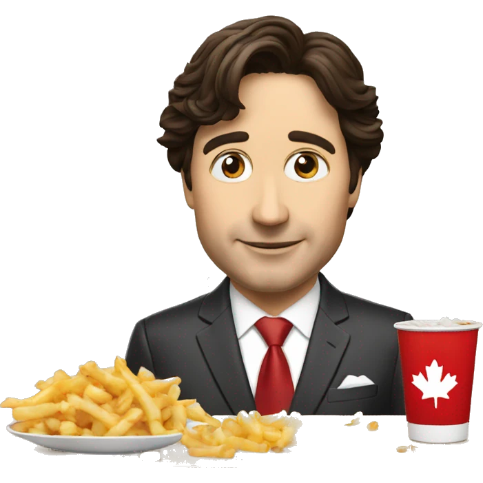 Trudeau qui mange une poutine emoji