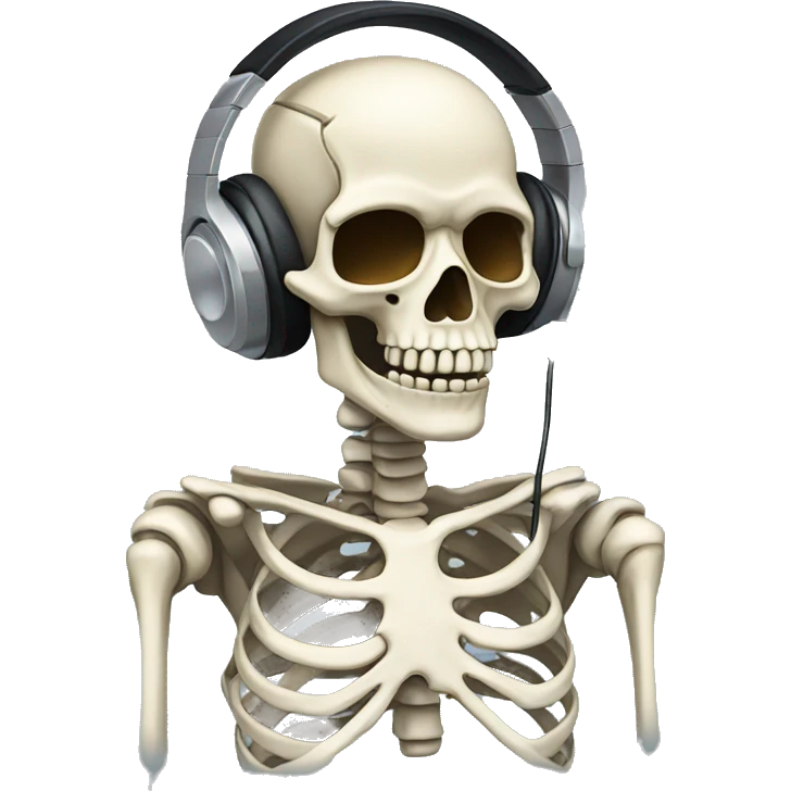 A skeleton wearing headphones emoji