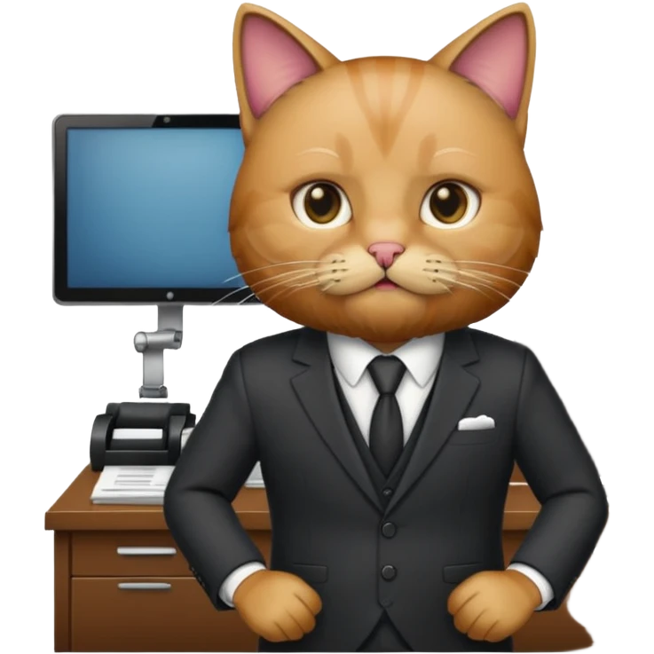 cat with a beard in the office boss emoji