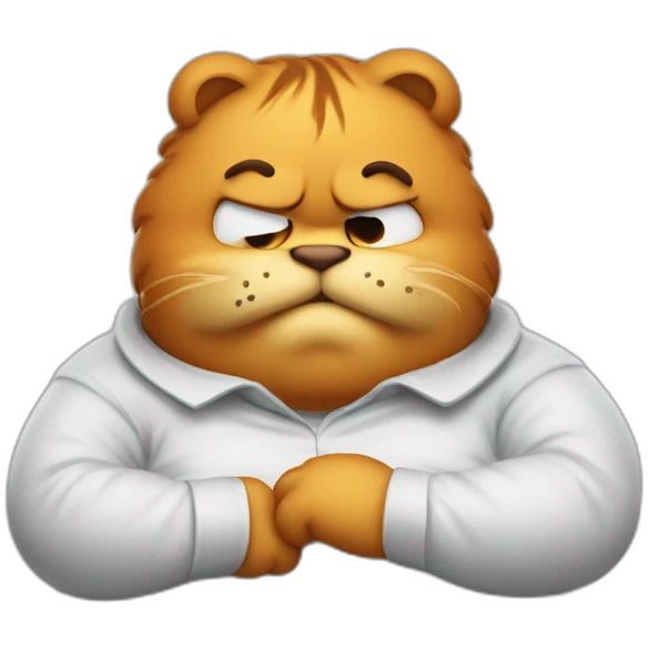 fat garfield eating looking busted emoji