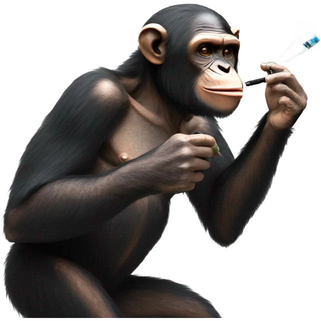 Chimp hitting a vape emoji