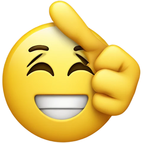 smiley face with finger pointing to face emoji