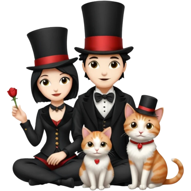 magician couple and their pet cat emoji