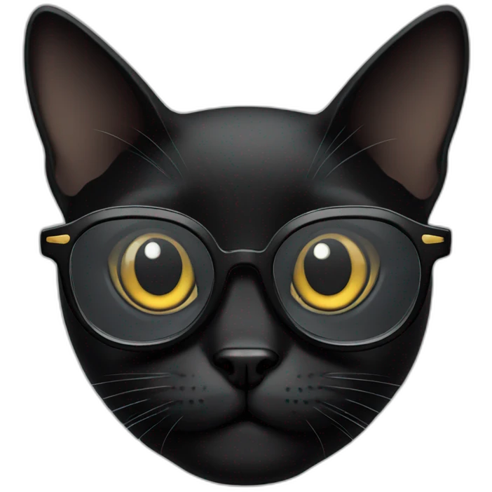 Black cat with glasses emoji