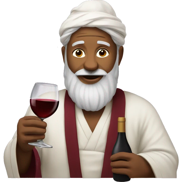 Guru with wine emoji