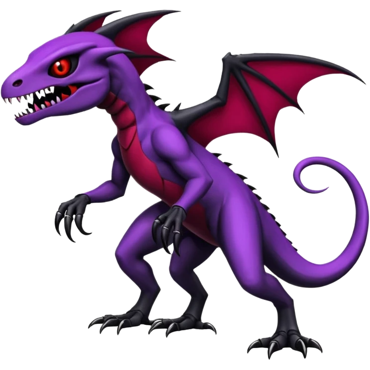 Evil Gothic Spooky Salandit-Duskull-Noibat-Fakémon-hybrid-creature (full body)  emoji