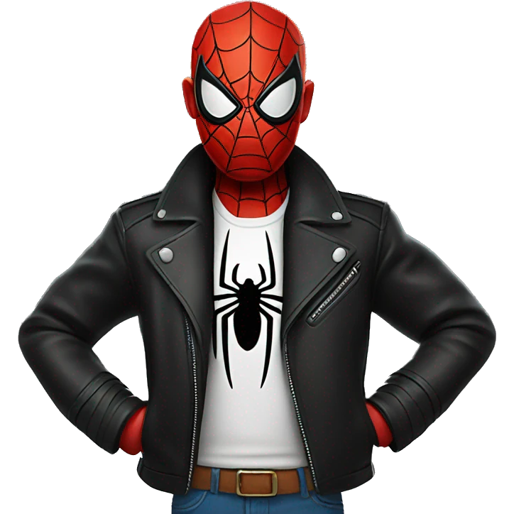 Spider-man wearing black leather jacket emoji