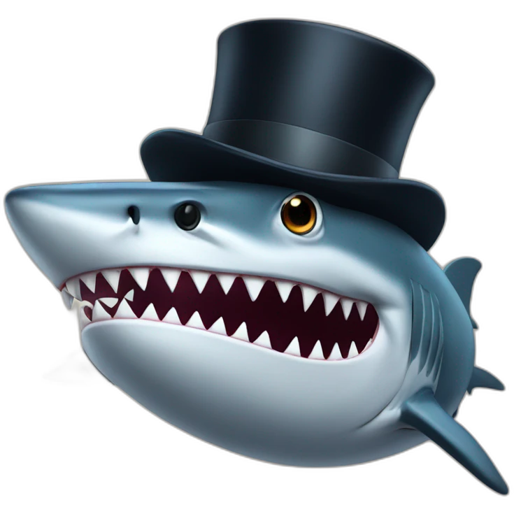 Shark with a top hat emoji