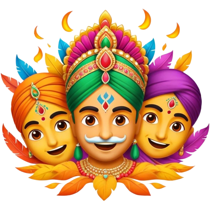 Cinematic Realistic Bollywood Pop Culture Emoji, featuring an energetic portrayal of Indian cinema rendered with dynamic textures and lively, colorful lighting. emoji