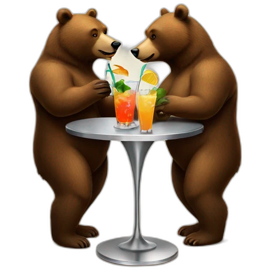 two bears drinking a cocktail metal table emoji