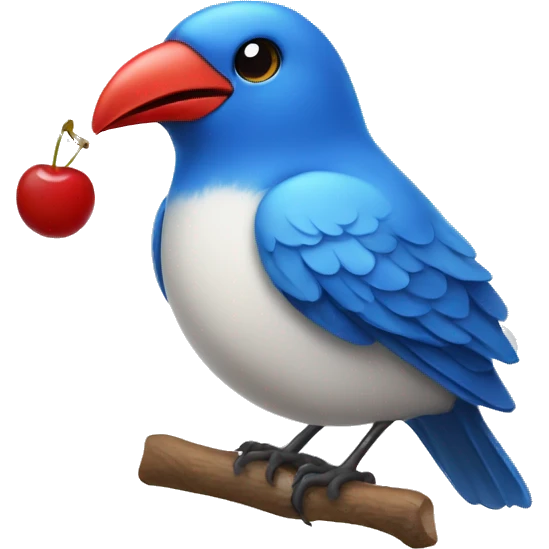 A blue bird with a cherry red beak emoji