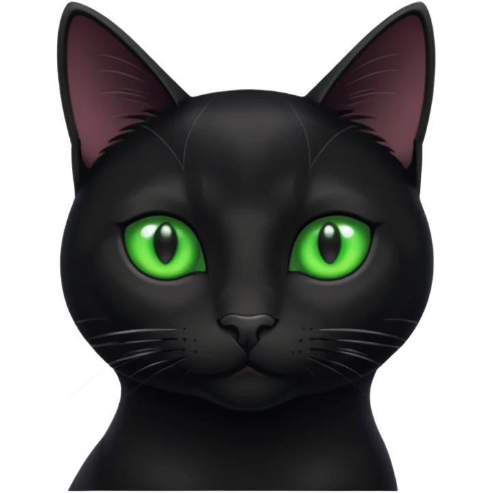 A beautiful cat black with Green eyes with body emoji