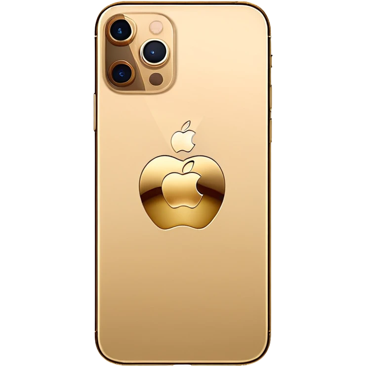 Gold iPhone 16 Pro Max, apple logo in middle and no text backview emoji