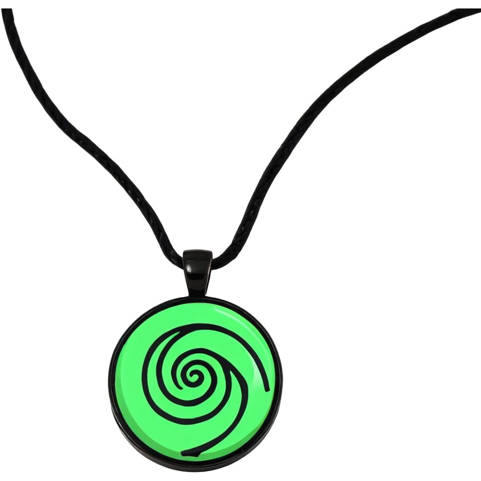 Moana's necklace with heart of Te Fiti green spiral stone emoji