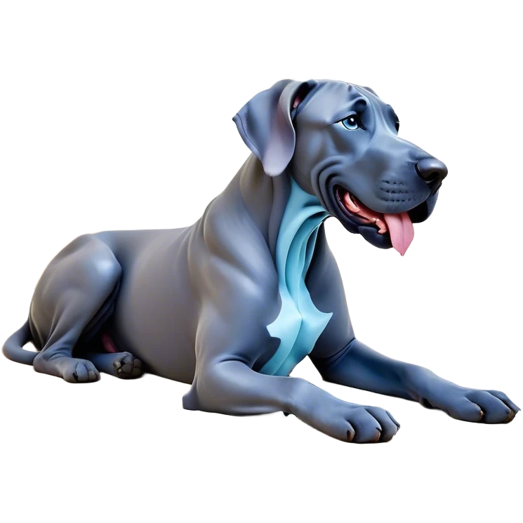 Cinematic Cute Yawning Blue Great Dane Portrait Emoji, Head tilted slightly with a dramatic, wide-open yawn, showcasing a smooth blue Fur with a cool luster, floppy ears slightly drooping, round steel-blue eyes barely open in drowsy contentment, Simplified yet irresistibly adorable features, highly detailed, glowing with a soft, cozy glow, high shine, relaxed yet expressive, stylized with a touch of whimsy, bright and endearing, soft glowing outline, capturing the essence of a sleepy yet affectionate guardian, so drowsy it feels like it could stretch out of the screen and curl up for a nap! emoji