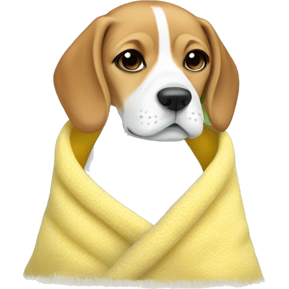 cute lemon and white beagle in cozy blanket  emoji